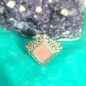 SARDA Bali Artisan Sterling Silver & Pink Opal Ring Size 8